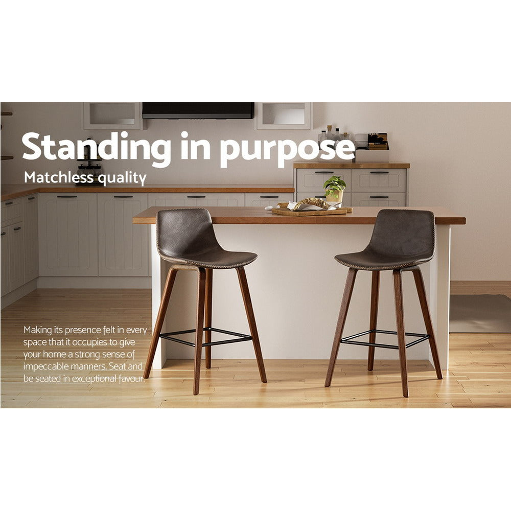 Stool Haven Bar Stools Kitchen Counter Barstools Leather Wooden Chairs x2