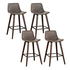 Stool Haven 4x Bar Stools Vintage Leather Wooden