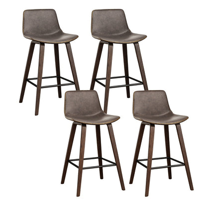 Stool Haven 4x Bar Stools Vintage Leather Wooden