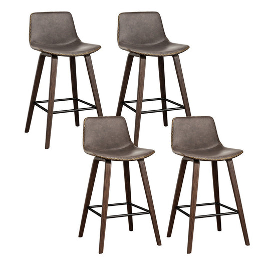 Stool Haven 4x Bar Stools Vintage Leather Wooden