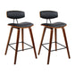 Stool Haven Set of 2 PU Leather Circular Footrest Bar Stools - Black
