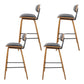 Stool Haven Set of 4 PU Leather Circular Footrest Bar Stools - Black