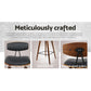 Stool Haven Set of 4 PU Leather Circular Footrest Bar Stools - Black