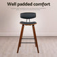 Stool Haven Set of 4 PU Leather Circular Footrest Bar Stools - Black