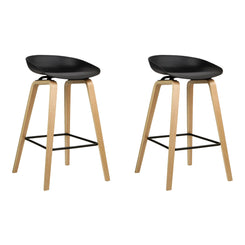 Stool Haven Set of 2 Wooden Square Footrest Bar Stools - Black