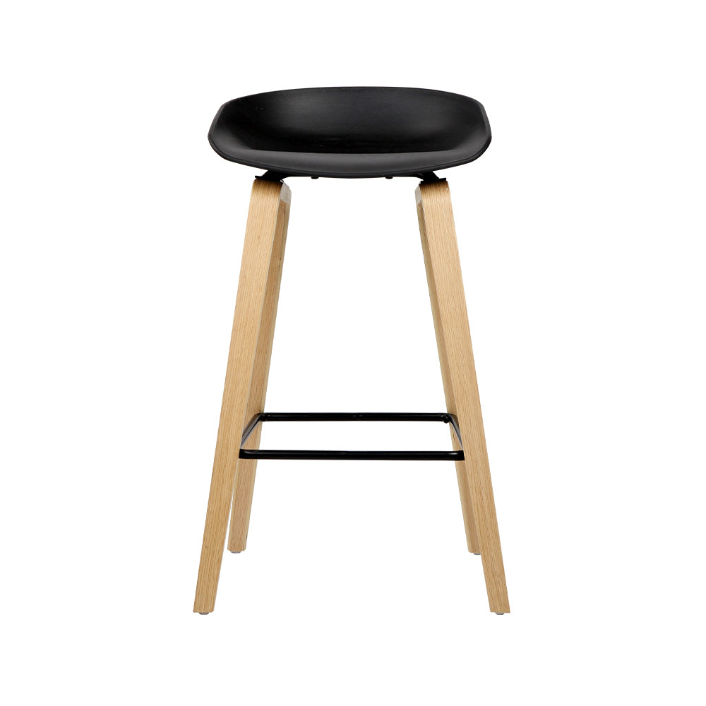 Stool Haven Set of 2 Wooden Square Footrest Bar Stools - Black