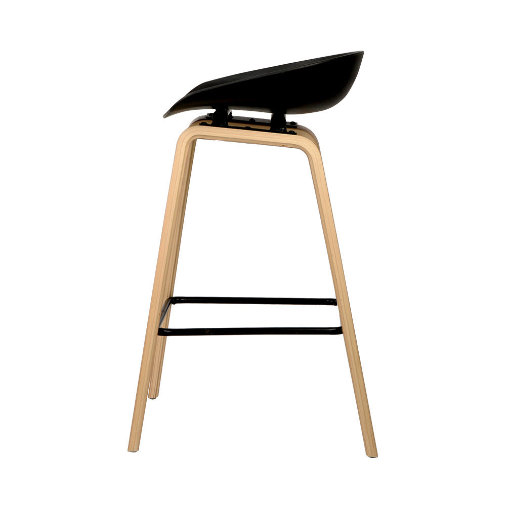 Stool Haven Set of 2 Wooden Square Footrest Bar Stools - Black