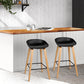 Stool Haven Set of 2 Wooden Square Footrest Bar Stools - Black