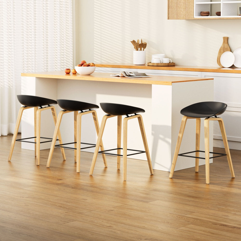 4x Stool Haven Bar Stools Kitchen Counter Stool Dining Chairs Wooden Black