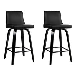 Stool Haven Set of 2 Wooden PU Leather Bar Stool - Black