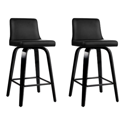 Stool Haven Set of 2 Wooden PU Leather Bar Stool - Black