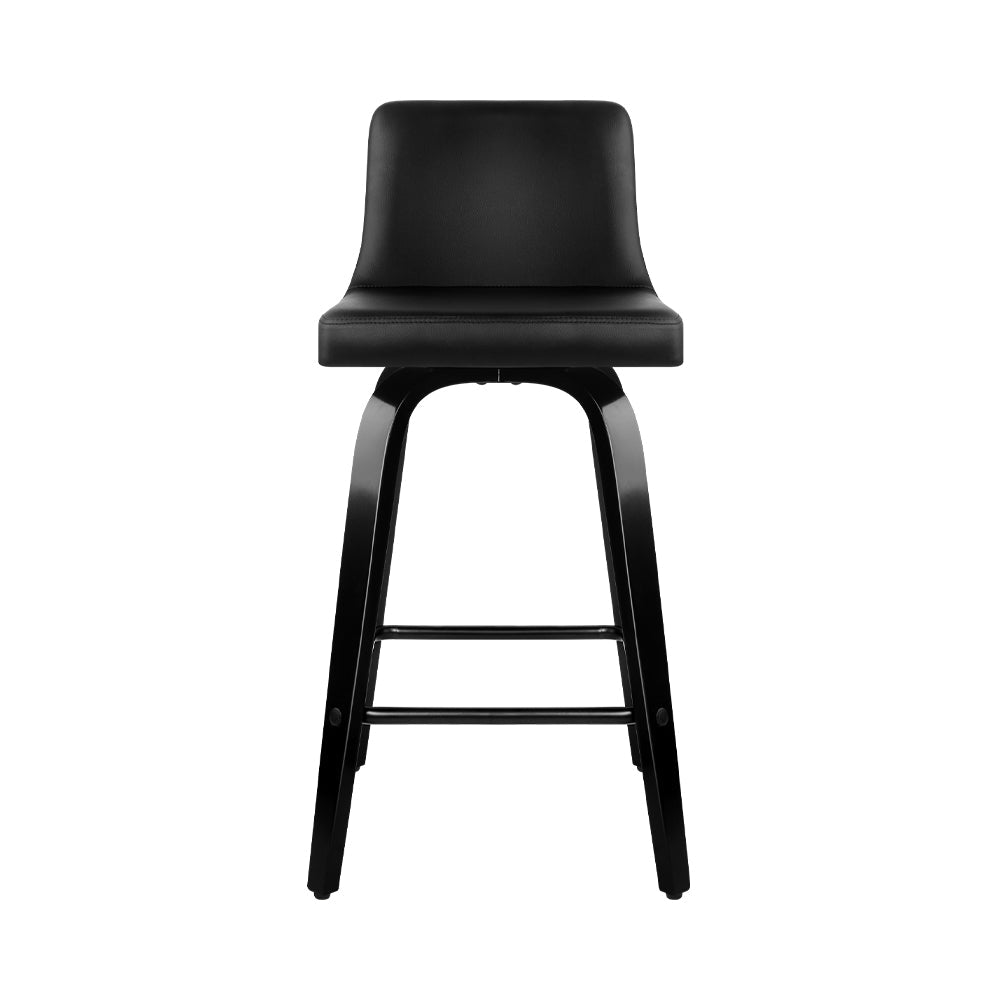 Stool Haven Set of 2 Wooden PU Leather Bar Stool - Black