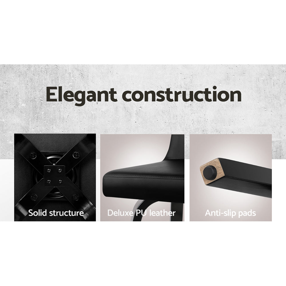 Stool Haven Set of 2 Wooden PU Leather Bar Stool - Black