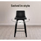 Stool Haven Set of 2 Wooden PU Leather Bar Stool - Black