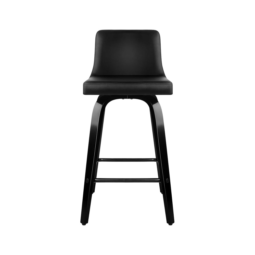 Stool Haven Set of 4 Wooden PU Leather Bar Stool - Black