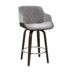 Stool Haven Velvet Bar Stool Swivel - Grey and Wood