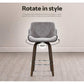 Stool Haven 2 x Bar Stools Swivel Velvet Padded Wooden - Grey