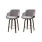 Stool Haven 2 x Bar Stools Swivel Velvet Padded Wooden - Grey