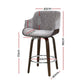 Stool Haven 4 x Bar Stools Swivel Velvet Padded Wooden - Grey