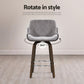 Stool Haven 4 x Bar Stools Swivel Velvet Padded Wooden - Grey