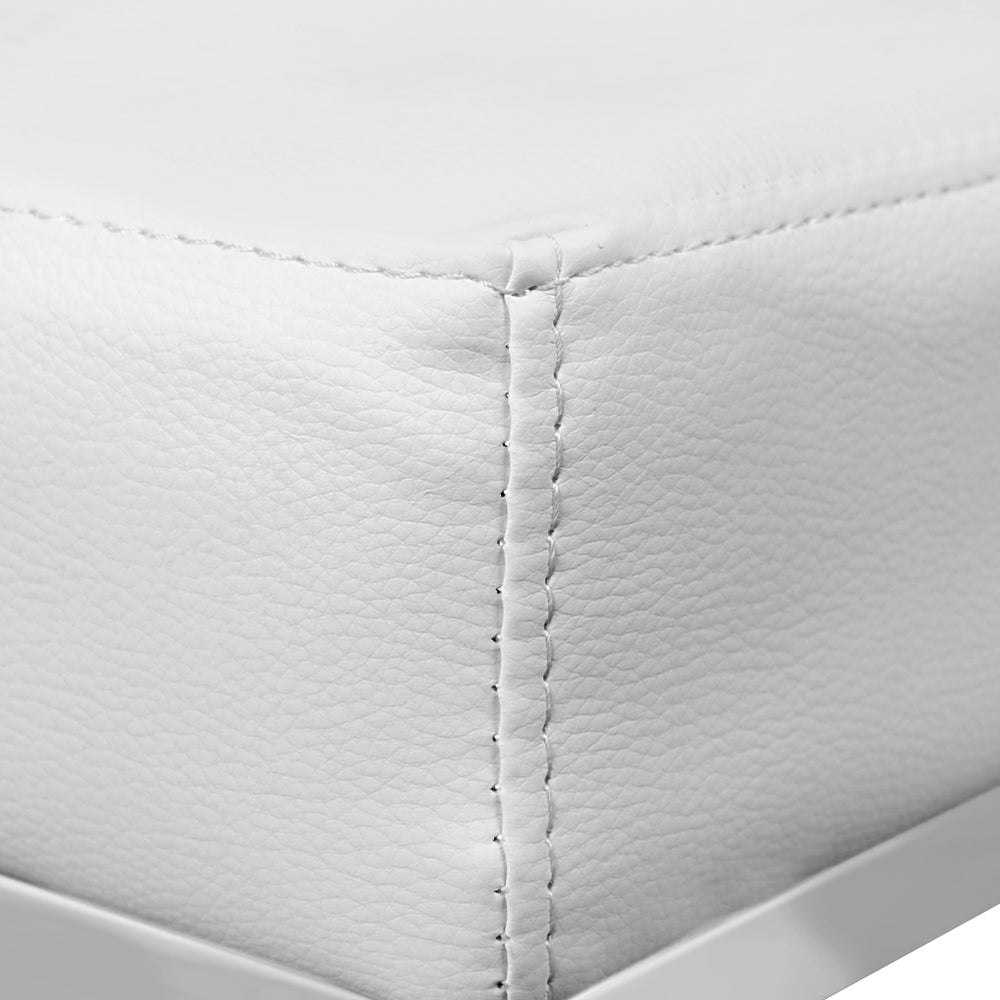 Stool Haven Set of 2 PU Leather Backless Bar Stools - White and Chrome
