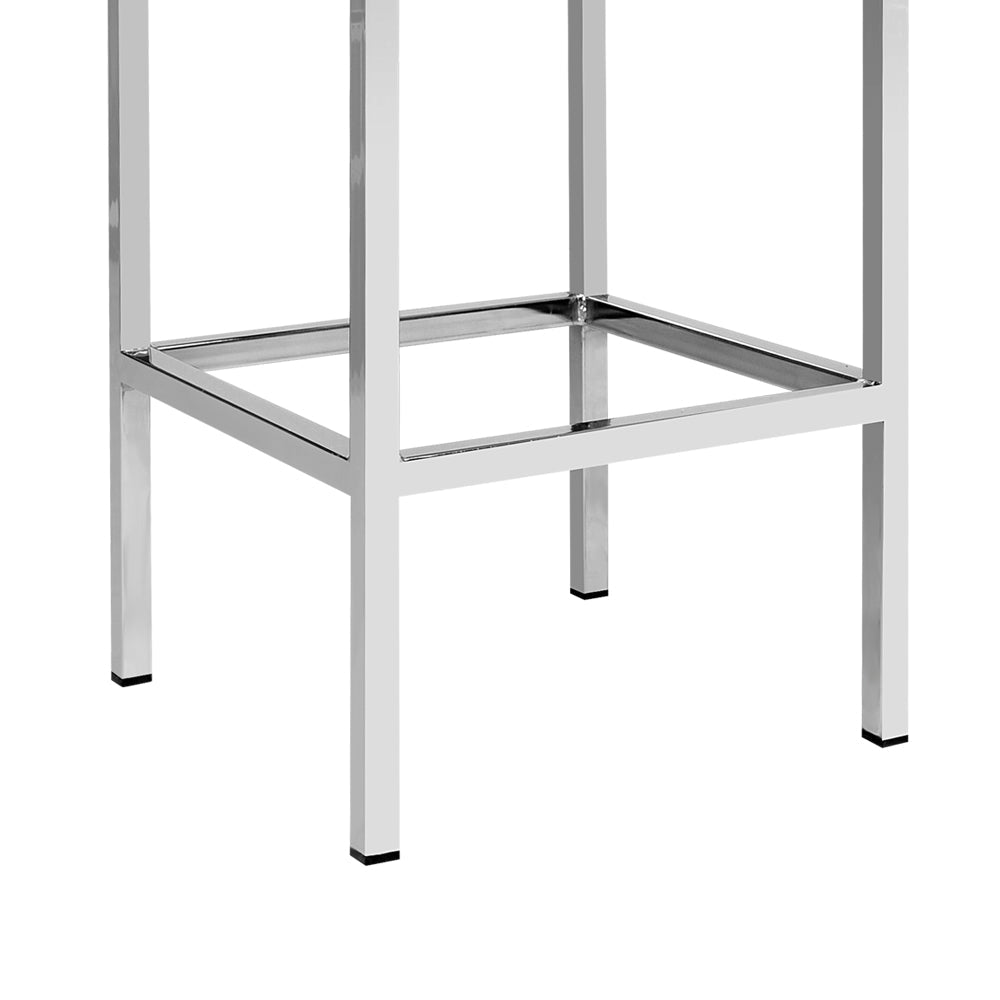 Stool Haven Set of 2 PU Leather Backless Bar Stools - White and Chrome