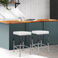 Stool Haven Set of 2 PU Leather Backless Bar Stools - White and Chrome