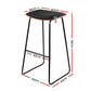 Stool Haven Set of 2 Backless PU Leather Bar Stools - Black and Wood