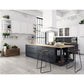 Stool Haven Set of 2 Backless PU Leather Bar Stools - Black and Wood
