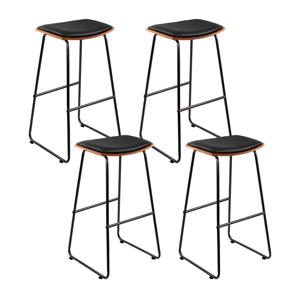 Stool Haven 4x Bar Stools Leather Padded Metal