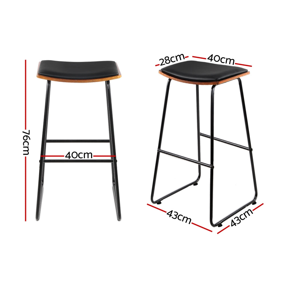 Stool Haven 4x Bar Stools Leather Padded Metal