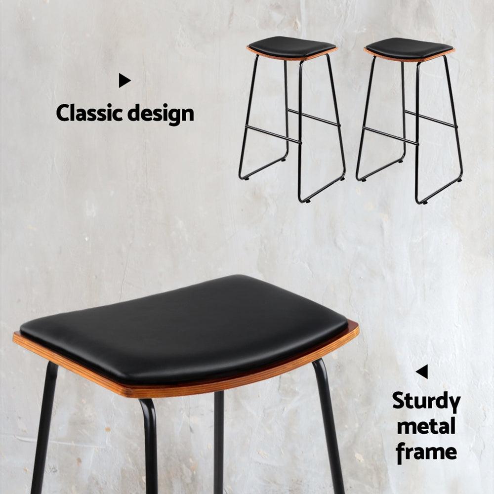 Stool Haven 4x Bar Stools Leather Padded Metal