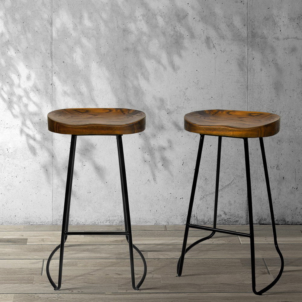 Stool Haven 2x Bar Stools Tractor Seat 75cm Black
