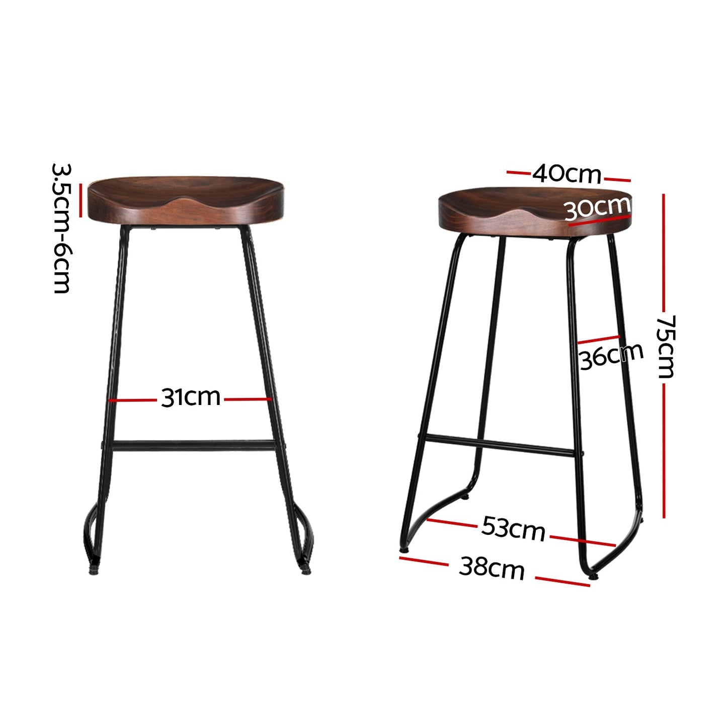 Stool Haven 4x Bar Stools Tractor Seat 75cm Black