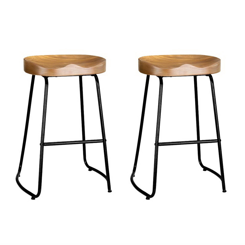 Stool Haven 2x Bar Stools Tractor Seat 65cm Wooden