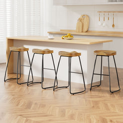 Stool Haven 4x Bar Stools Tractor Seat 65cm Wooden