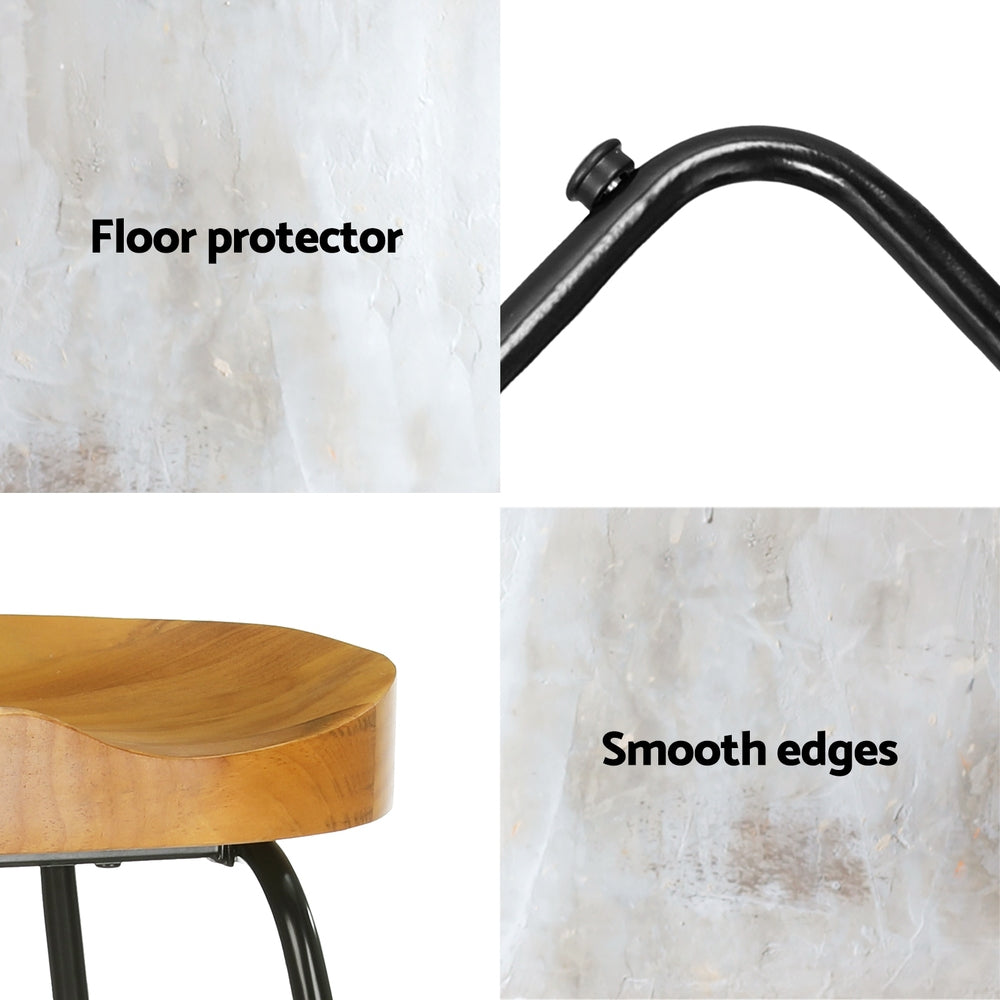 Stool Haven 4x Bar Stools Tractor Seat 65cm Wooden