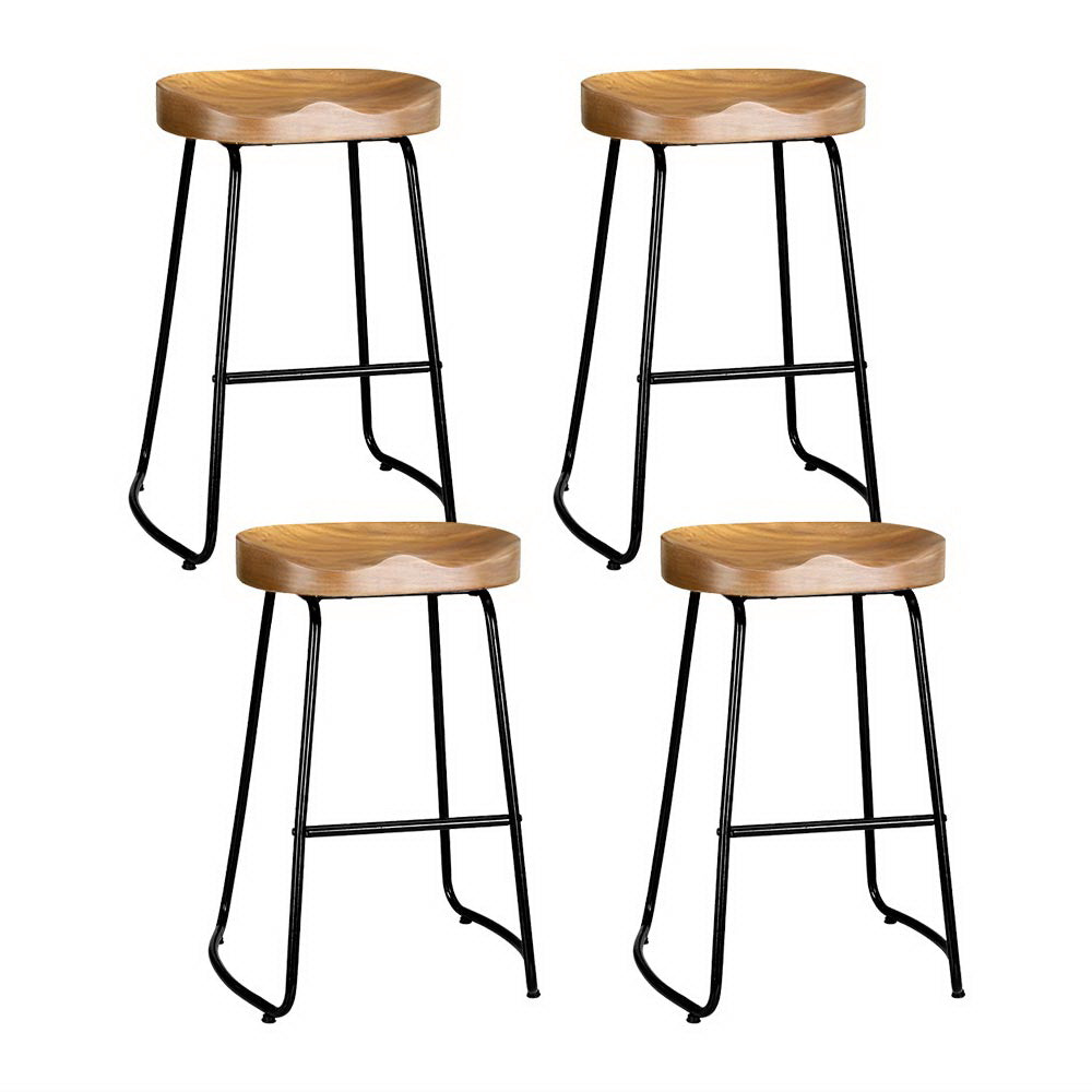 Stool Haven 4x Bar Stools Tractor Seat 65cm Wooden