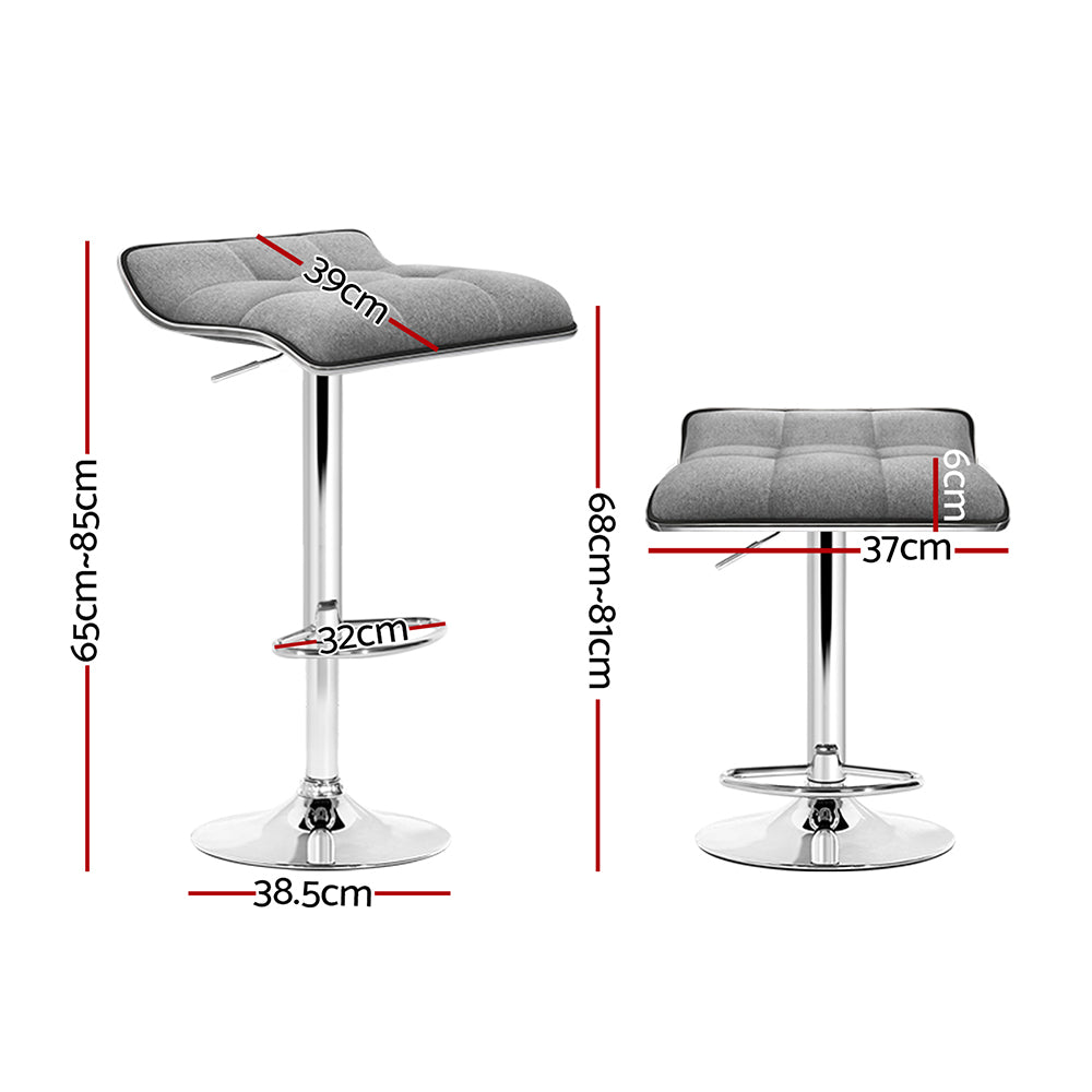 Stool Haven 2x Bar Stools Linen Padded Gas Lift
