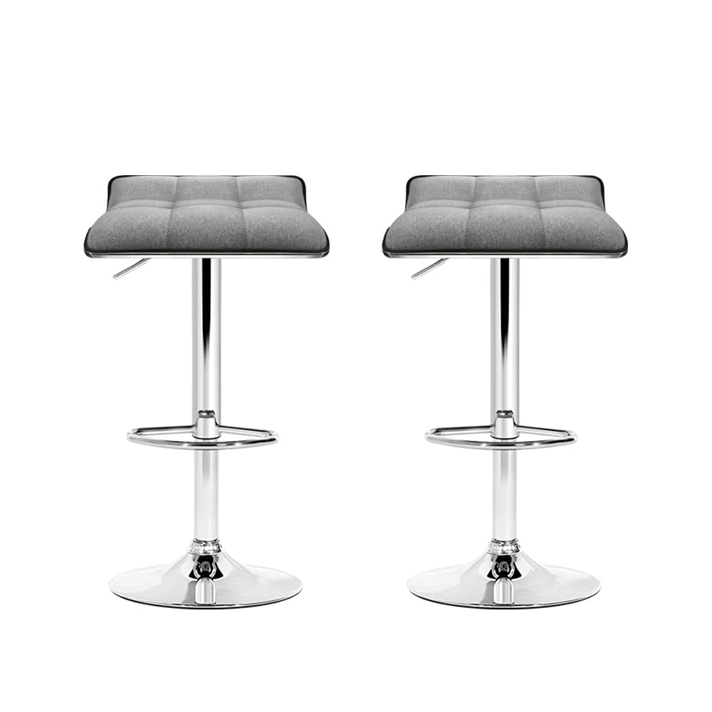 Stool Haven 2x Bar Stools Linen Padded Gas Lift