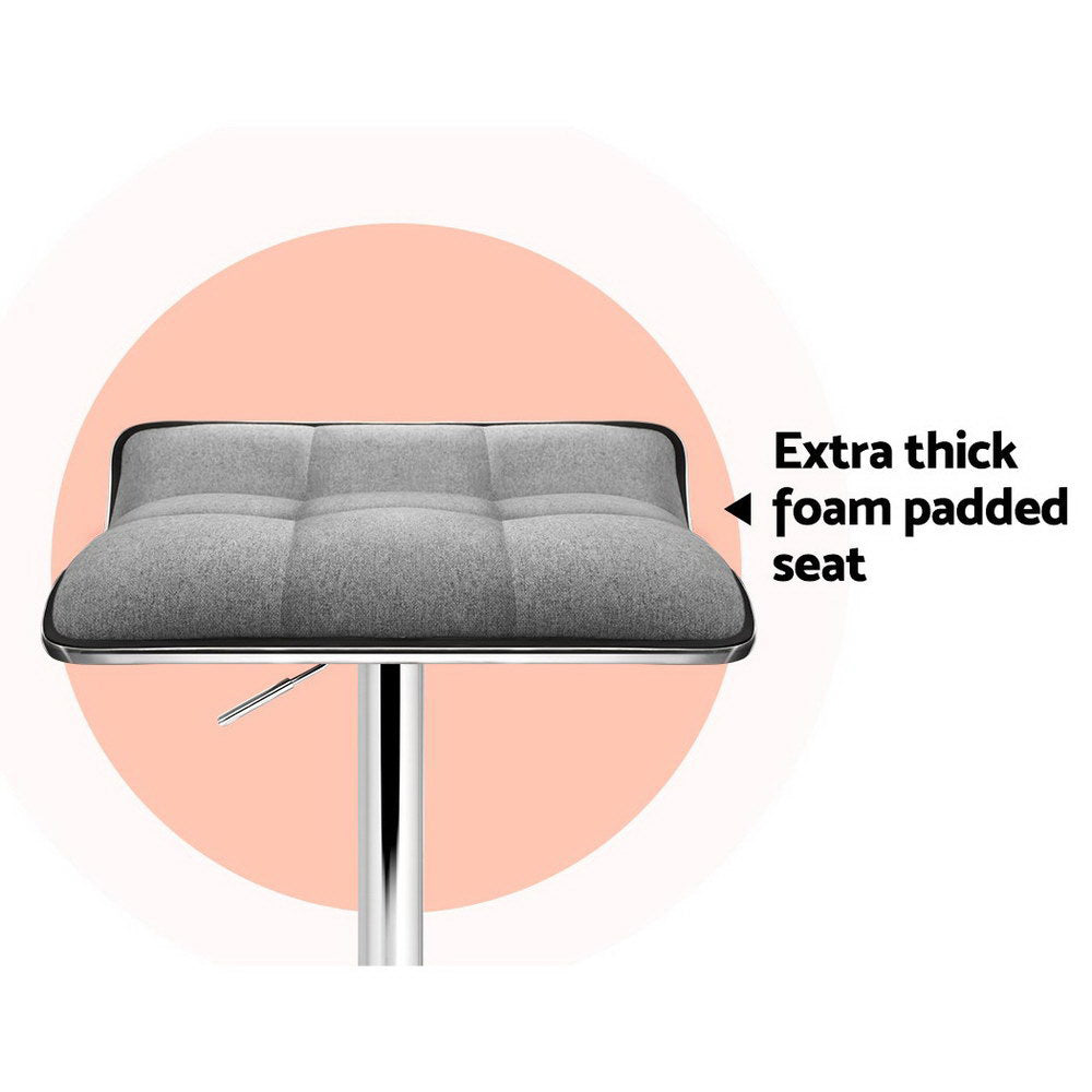 Stool Haven 2x Bar Stools Linen Padded Gas Lift