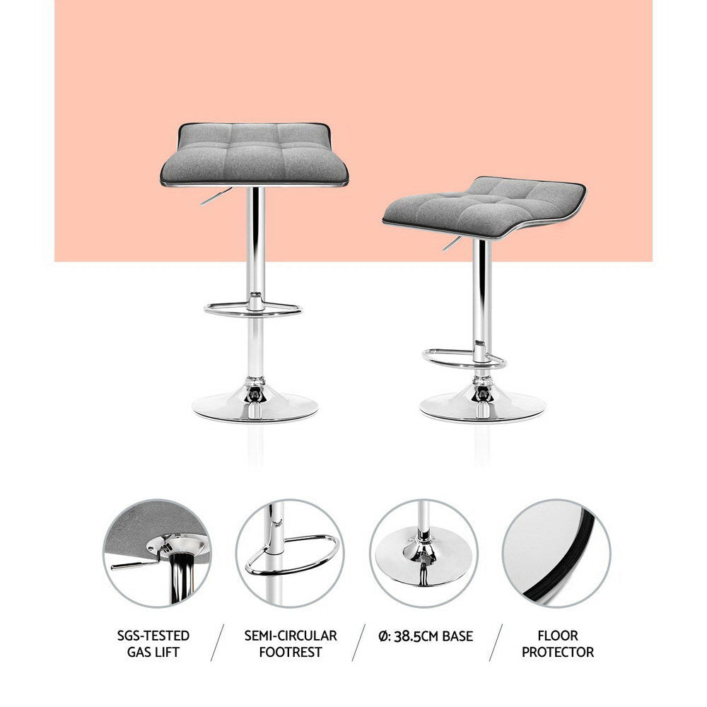Stool Haven 2x Bar Stools Linen Padded Gas Lift