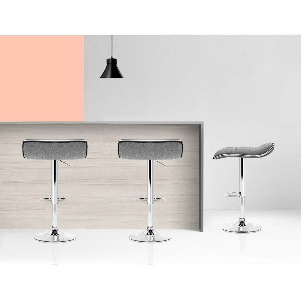 Stool Haven 2x Bar Stools Linen Padded Gas Lift