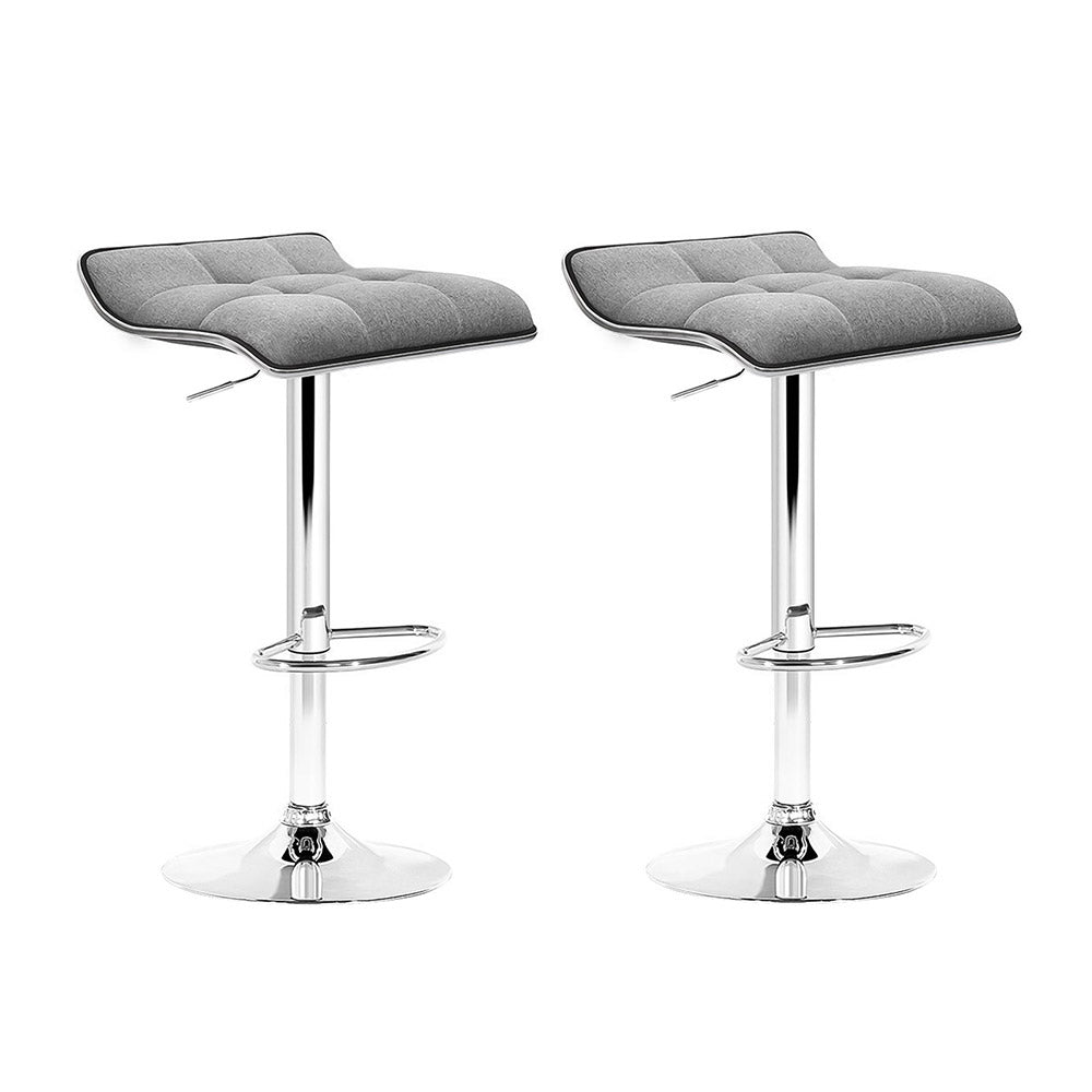Stool Haven 2x Bar Stools Linen Padded Gas Lift