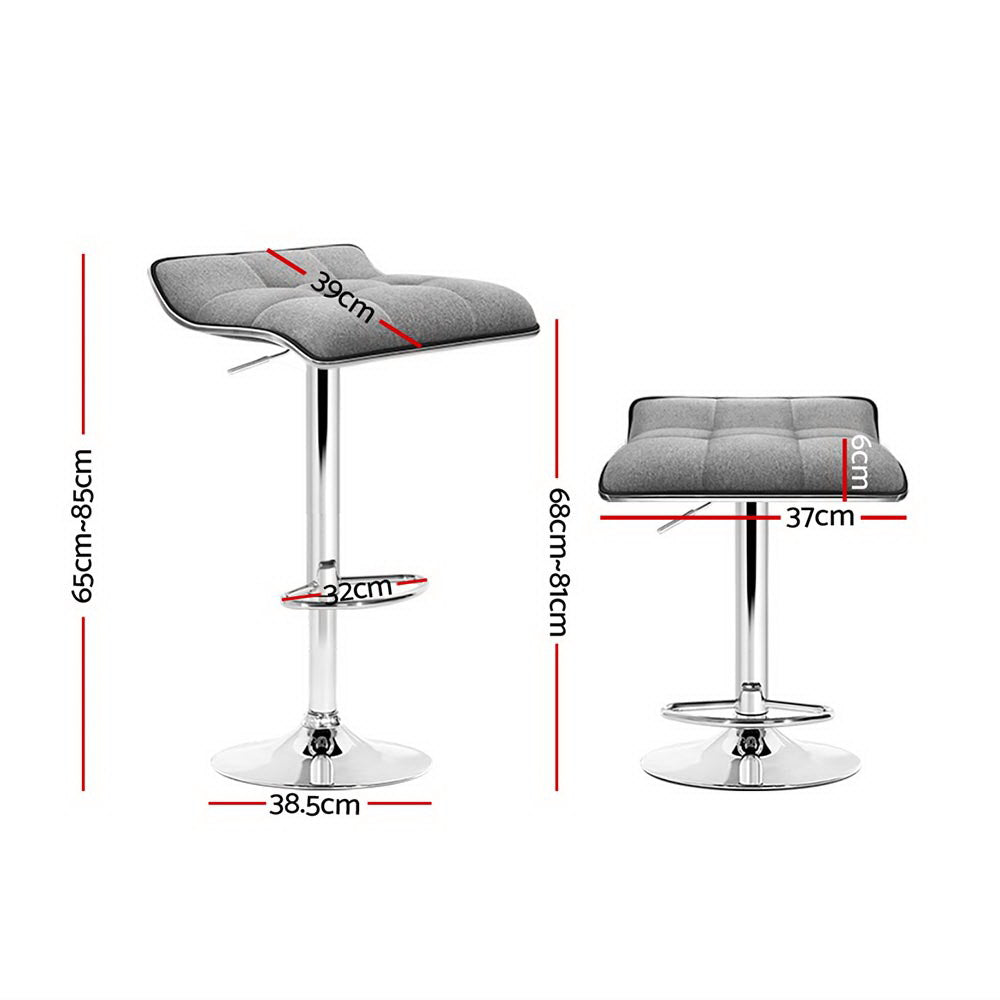 Stool Haven 4 x Bar Stools Linen Padded Gas Lift - Grey