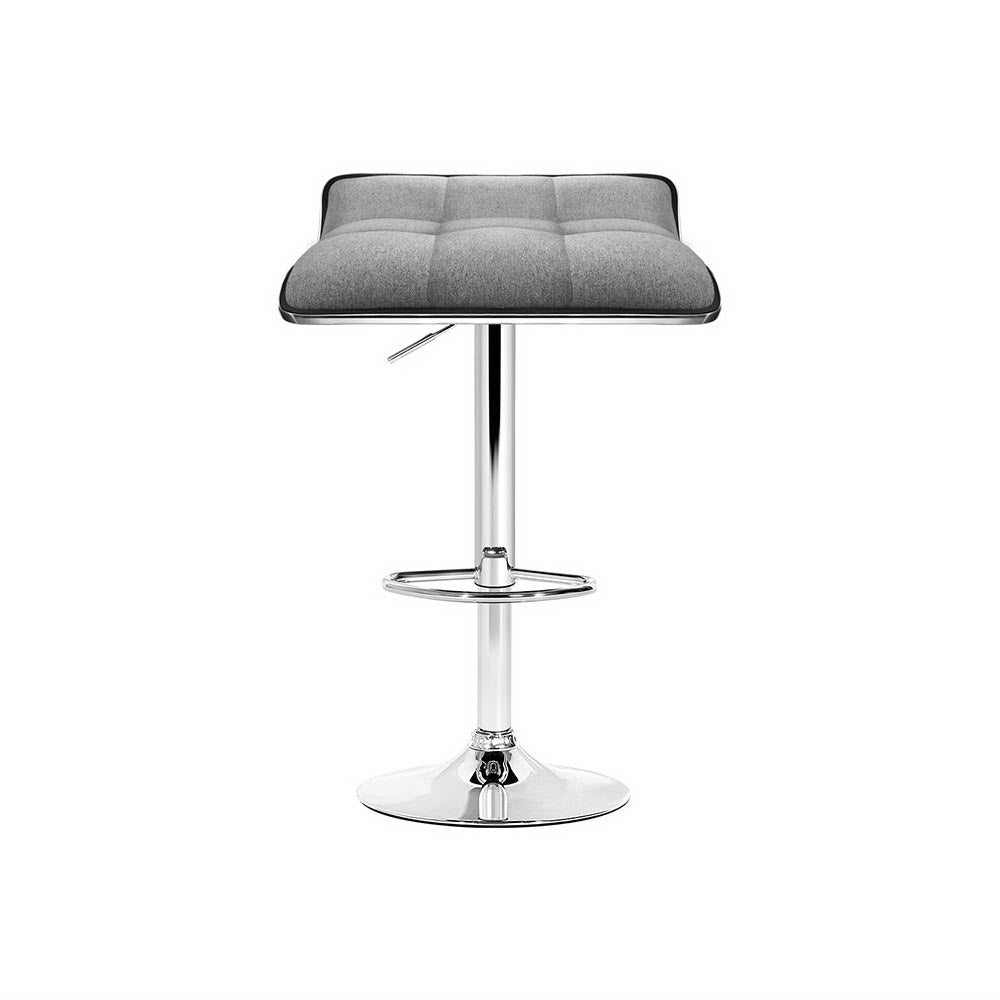 Stool Haven 4 x Bar Stools Linen Padded Gas Lift - Grey