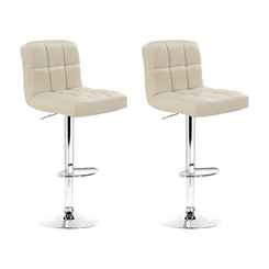 Stool Haven Set of 2 PU Leather Gas Lift Bar Stools - Beige