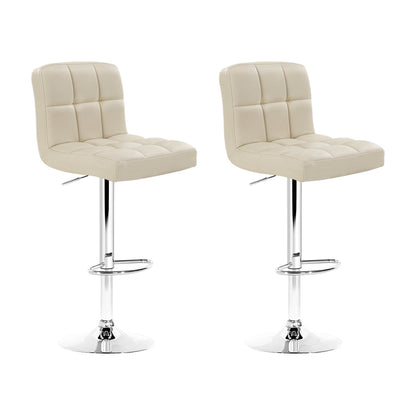 Stool Haven Set of 2 PU Leather Gas Lift Bar Stools - Beige