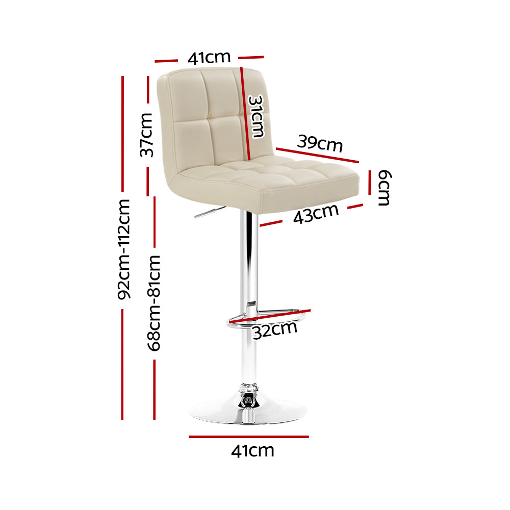 Stool Haven Set of 2 PU Leather Gas Lift Bar Stools - Beige