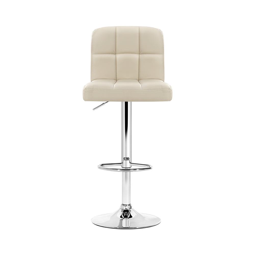 Stool Haven Set of 2 PU Leather Gas Lift Bar Stools - Beige